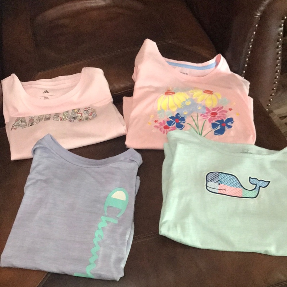 Girls Pastel Graphic 4piece Tee Bundle - Pink, Mint, Lavender
